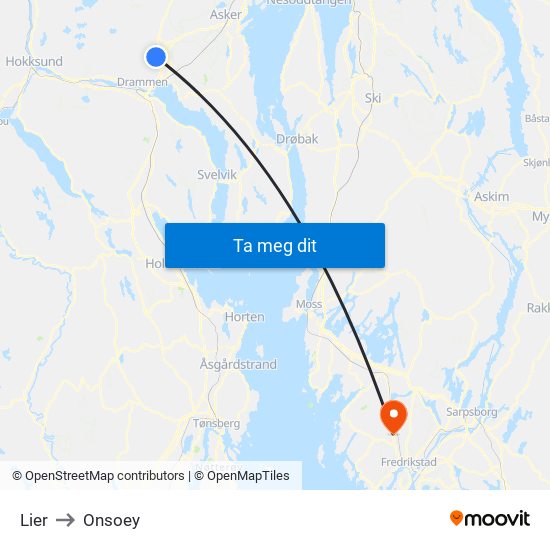 Lier to Onsoey map