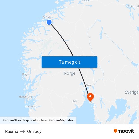 Rauma to Onsoey map