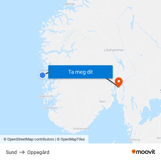 Sund to Oppegård map