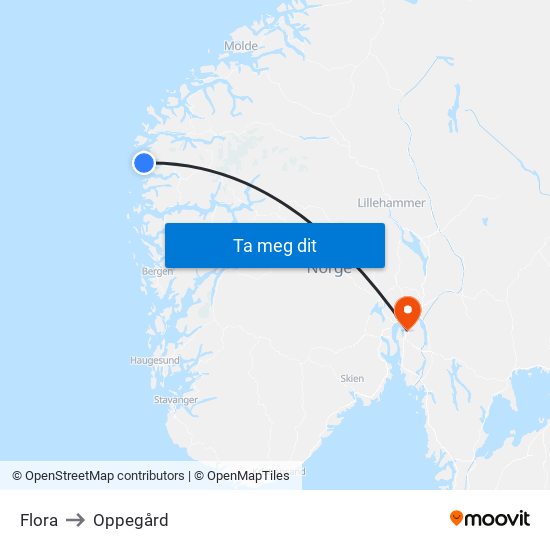 Flora to Oppegård map