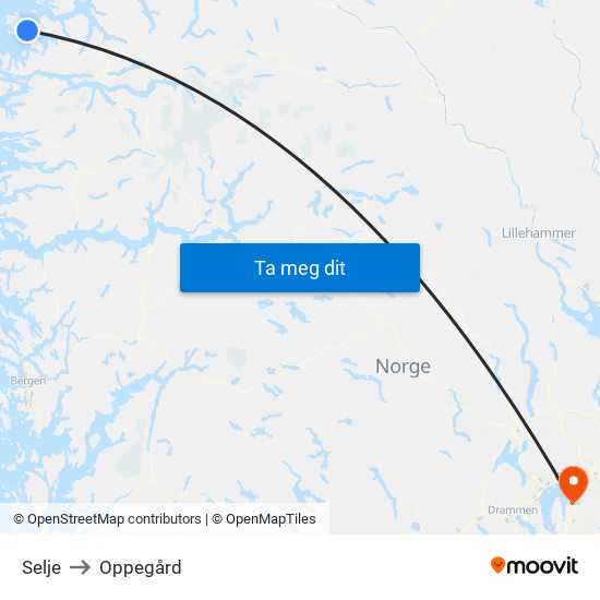 Selje to Oppegård map