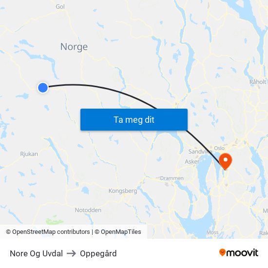 Nore Og Uvdal to Oppegård map