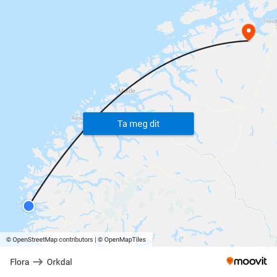 Flora to Orkdal map