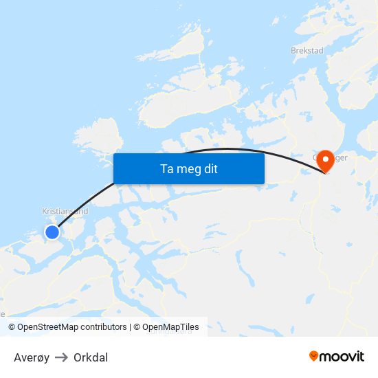 Averøy to Orkdal map