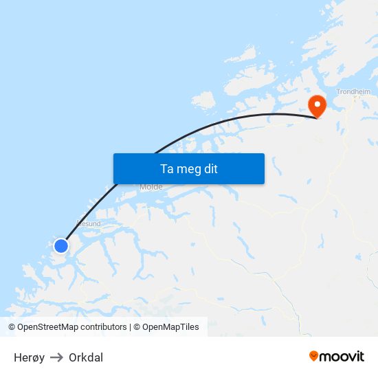 Herøy to Orkdal map