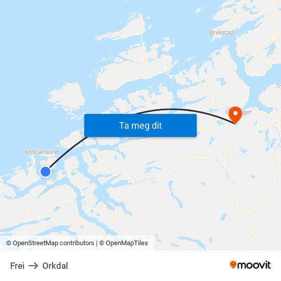 Frei to Orkdal map
