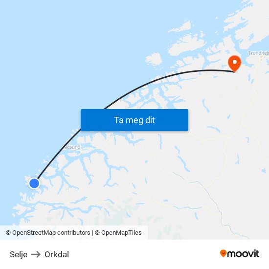 Selje to Orkdal map