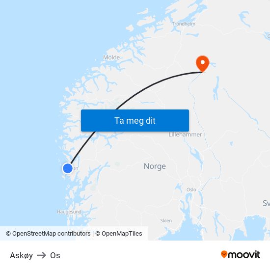 Askøy to Os map