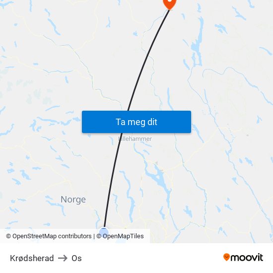 Krødsherad to Os map