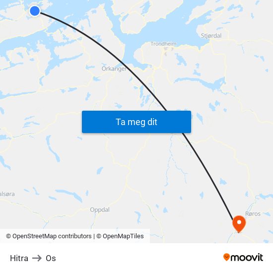 Hitra to Os map