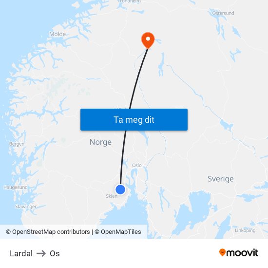 Lardal to Os map