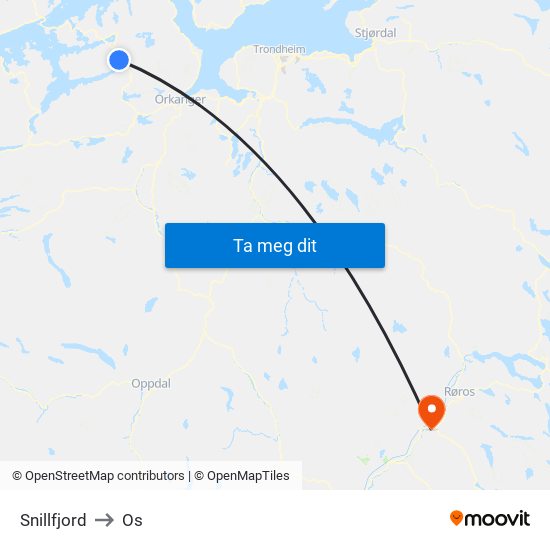 Snillfjord to Os map