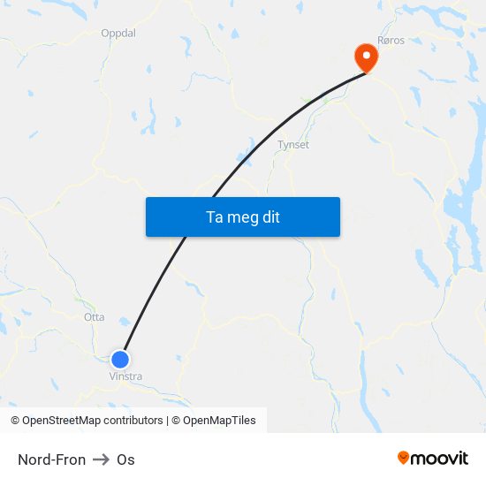 Nord-Fron to Os map