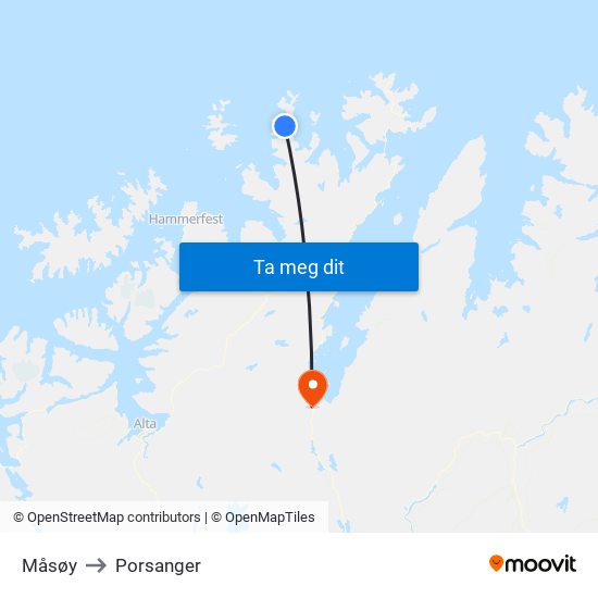 Måsøy to Porsanger map