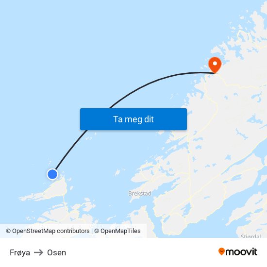 Frøya to Osen map