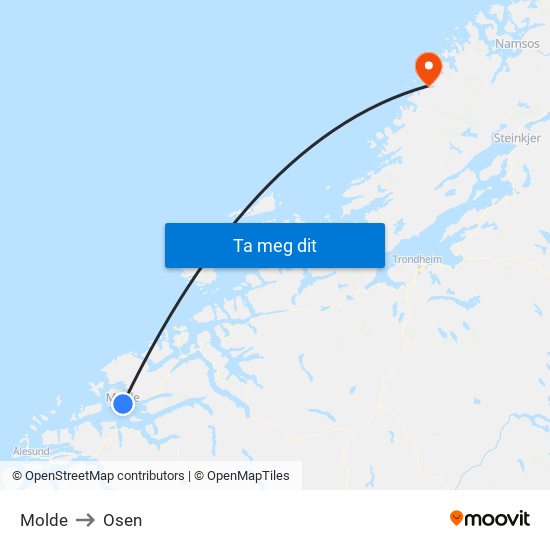 Molde to Osen map