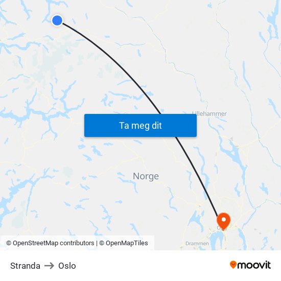 Stranda to Oslo map