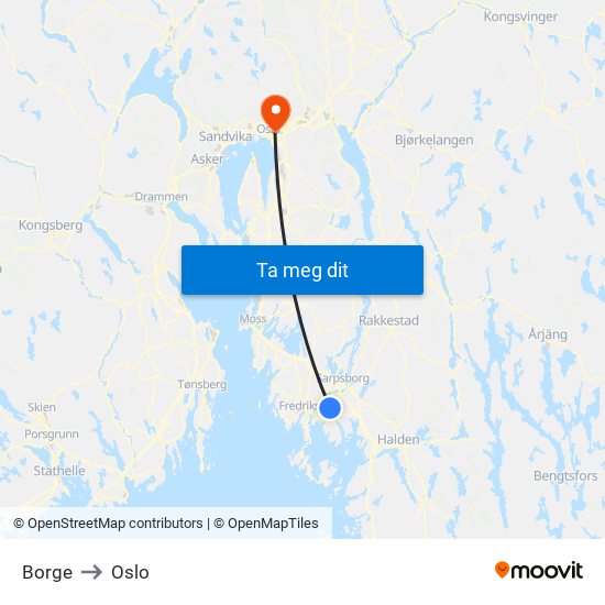 Borge to Oslo map