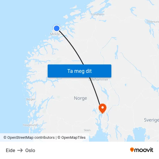 Eide to Oslo map