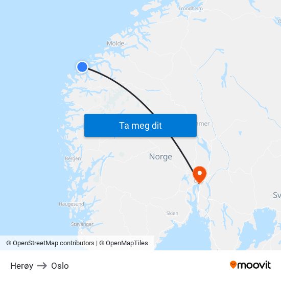 Herøy to Oslo map