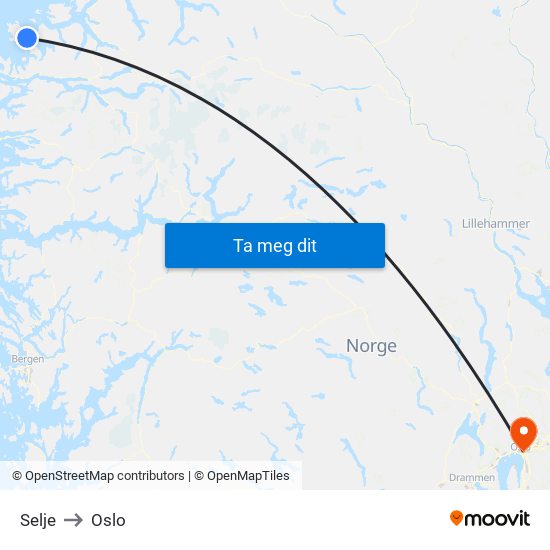 Selje to Oslo map