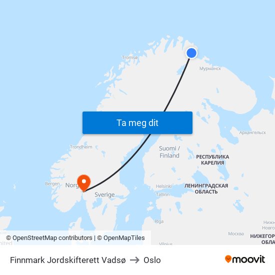 Øst-Finnmark Tingrett to Oslo map