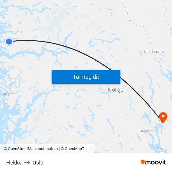 Flekke to Oslo map