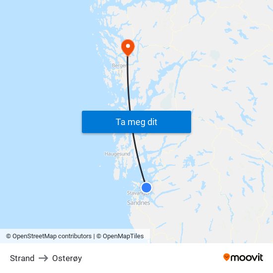 Strand to Osterøy map