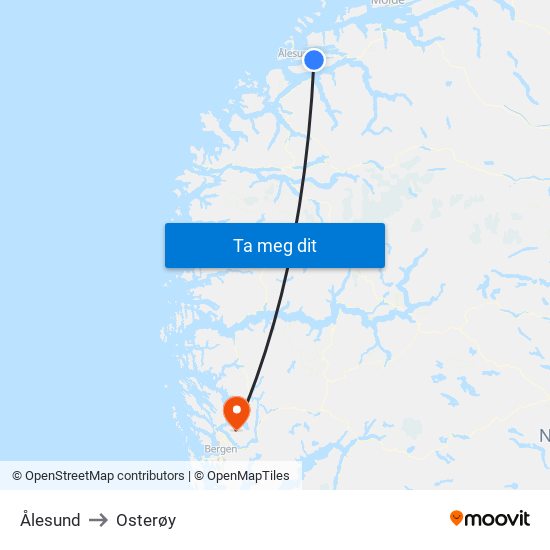 Ålesund to Osterøy map