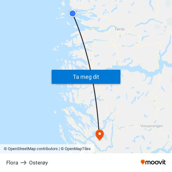 Flora to Osterøy map