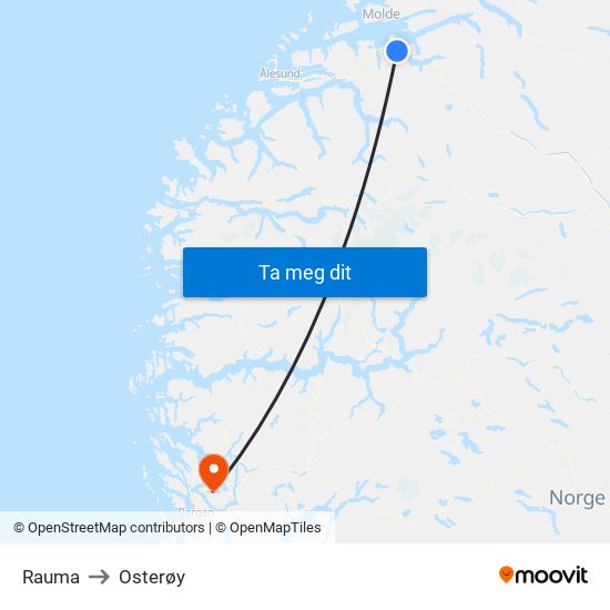 Rauma to Osterøy map