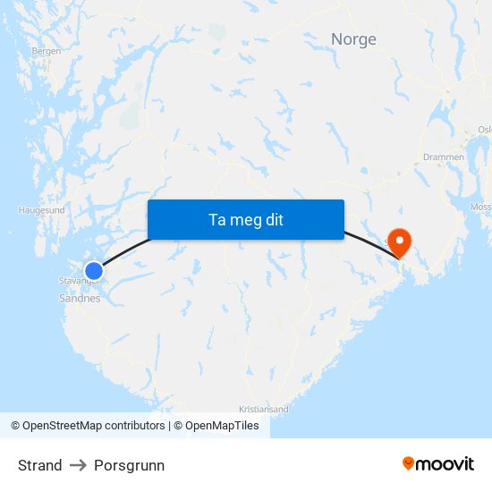 Strand to Porsgrunn map