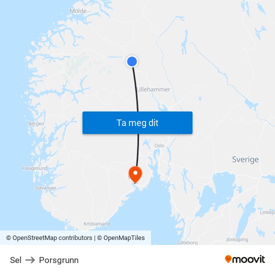 Sel to Porsgrunn map