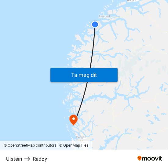 Ulstein to Radøy map