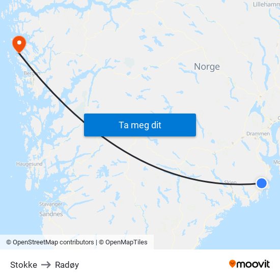 Stokke to Radøy map