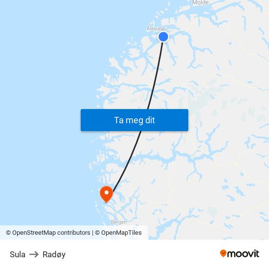 Sula to Radøy map