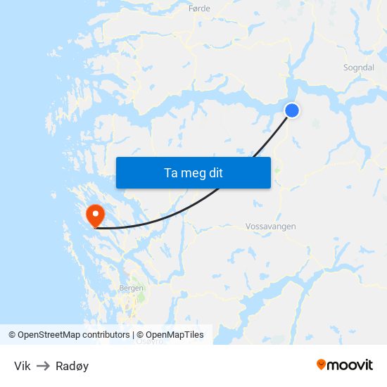 Vik to Radøy map