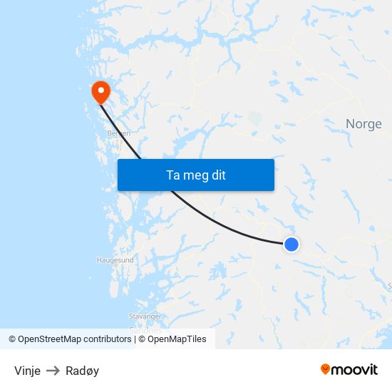 Vinje to Radøy map