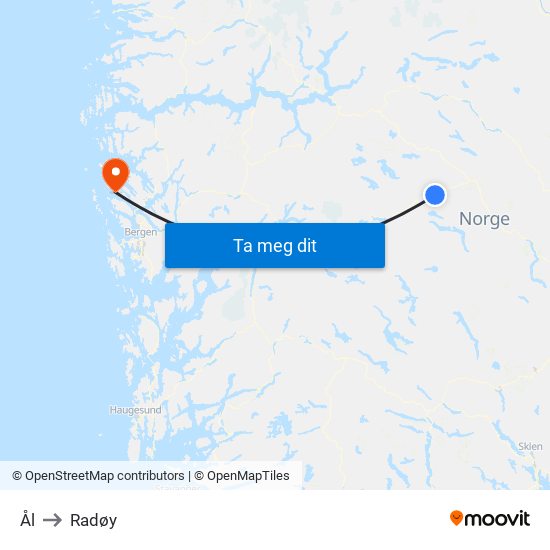 Ål to Radøy map