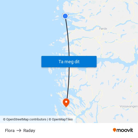 Flora to Radøy map