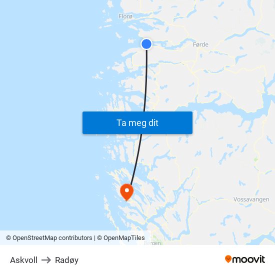 Askvoll to Radøy map