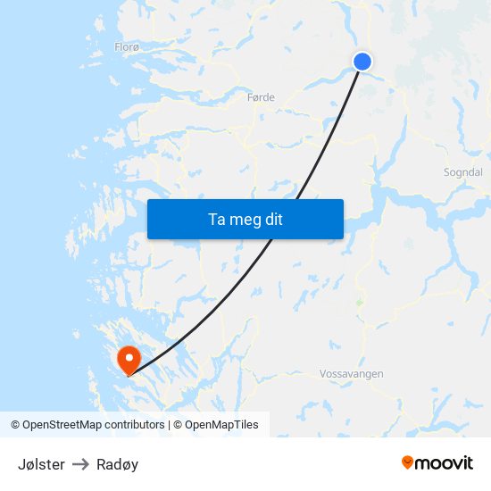 Jølster to Radøy map