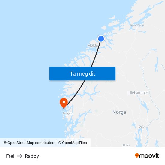Frei to Radøy map