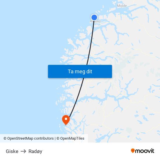 Giske to Radøy map