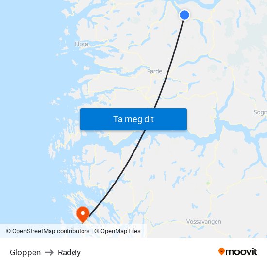 Gloppen to Radøy map