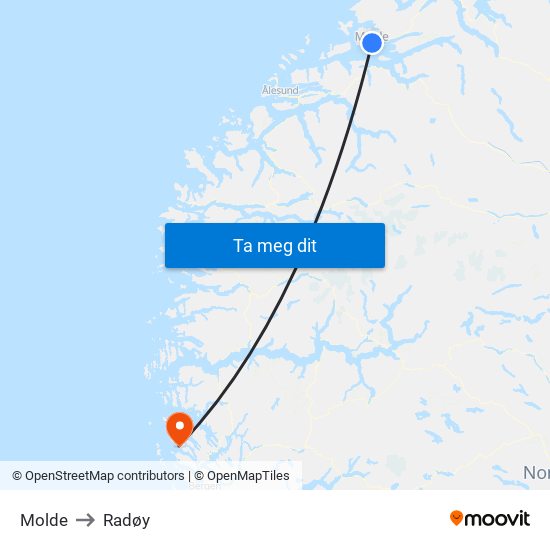 Molde to Radøy map