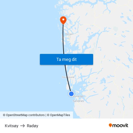 Kvitsøy to Radøy map