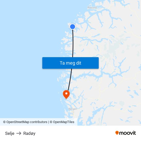 Selje to Radøy map
