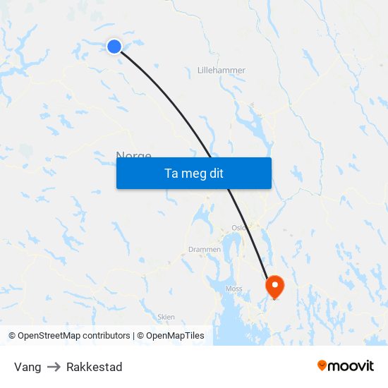 Vang to Rakkestad map