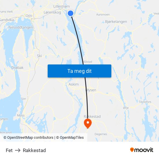 Fet to Rakkestad map